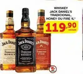 Roldão Whisky jack daniel´s tradicional honey ou fire 1l oferta