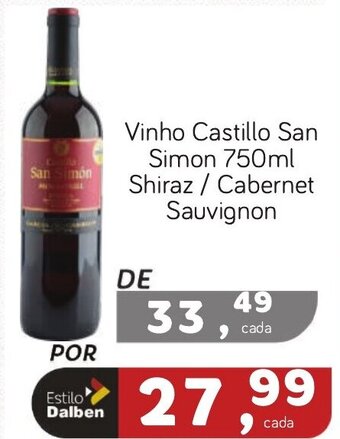 Supermercado Dalben Vinho Castillo San Simon 750ml Shiraz / Cabernet Sauvignon oferta