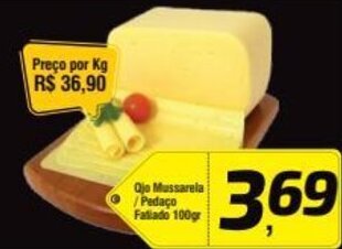 Rede Plus Supermercados Qjo Mussarela Pedaço Fatiado 100gr oferta