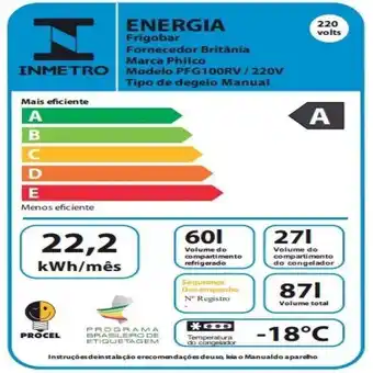 Frigobar retrô philco pfg100rv 87l 220v - 110v