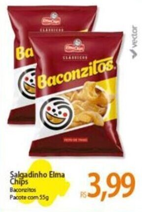 Atacadão Salgadinho Elma Chips Baconzitos Pacote com 55g oferta