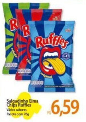 Atacadão Salgadinho Elma Chips Ruffles Vários sabores Pacote com 76g oferta