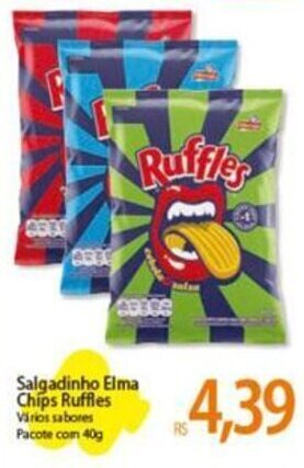 Atacadão Salgadinho Elma Chips Ruffles Varios sabores Pacote com 40g oferta