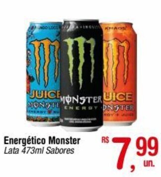 Fort Atacadista Energético Monster Lata 473ml Sabores oferta