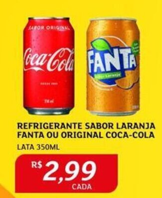 Assaí Atacadista REFRIGERANTE SABOR LARANJA FANTA OU ORIGINAL COCA-COLA LATA 350ML oferta