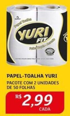 PAPEL-TOALHA YURI PACOTE COM 2 UNIDADES DE 50 FOLHAS