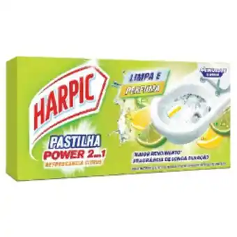 Nordestão Pastilha adesiva harpic power citrus c/ 3 unidades oferta