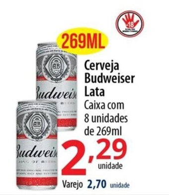Cerveja Budweiser Lata Caixa com 8 unidades de 269ml