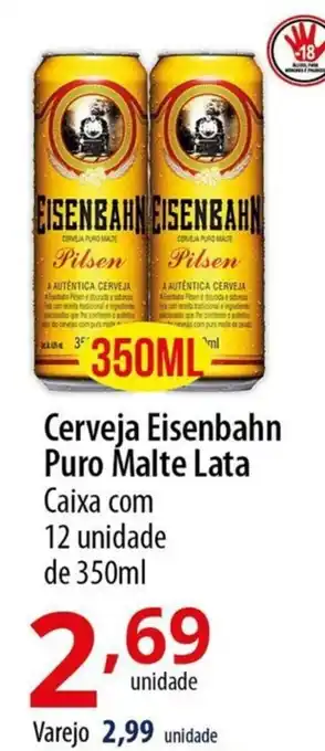 Akki Atacadista Cerveja Eisenbahn Puro Malte Lata Caixa com 12 unidade de 350ml oferta