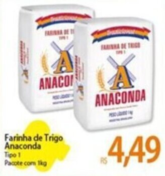 Atacadão Farinha de Trigo Anaconda Tipo 1 Pacote com 1kg oferta
