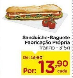 Sanduiche Baguete Fabricacao Propria 315g