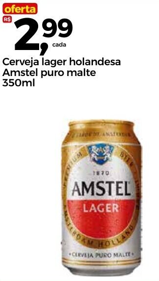 Frangolândia Cerveja lager holandesa Amstel puro malte 350ml oferta