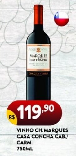 Bramil Supermercados VINHO CH.MARQUES CASA CONCHA CAB./ CARM. 750ML oferta