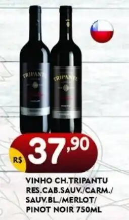 Bramil Supermercados VINHO CH.TRIPANTU RES.CAB.SAUV./CARM./ SAUV.BL/MERLOT/ PINOT NOIR 750ML oferta
