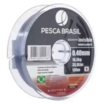 Linha mono aqualine invisible 0,40mm/100m/35,9lb prata - pesca brasil