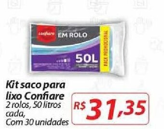 Nacional Kit saco para lixo Confiare 50L oferta