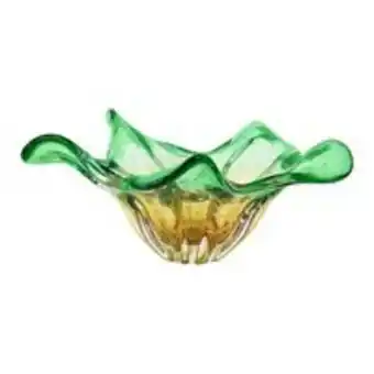 Centro de mesa esmeralda em murano 3257/va san marcos 20x50cm verde âmbar
