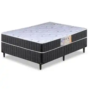 Cama box casal conjugado granada umaflex preto/branco flor