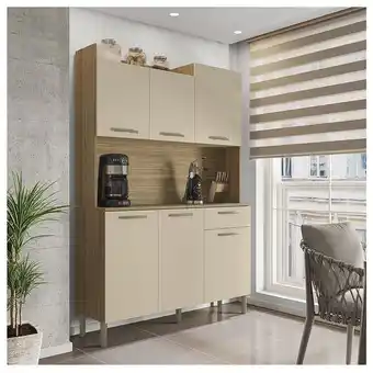 Cybelar Armario de cozinha compacta 6 portas 1 gaveta espaço forno kits paraná gênova 176x121xx26cm oferta