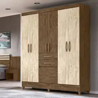 Cybelar Guarda roupa solteiro 7 portas 2 gavetas cabideiro e sapateira moval malta 207x177x47cm oferta