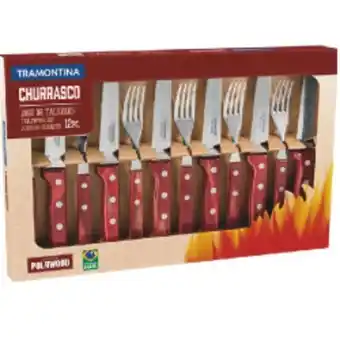 Asun Jogo tramont churrasco inox poltyw vermelho 12 pecas oferta