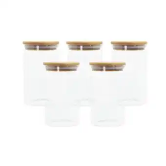 Leroy Merlin Conjunto 5 potes vidro herméticos c/ tampa de bambu - oikos natural u oferta