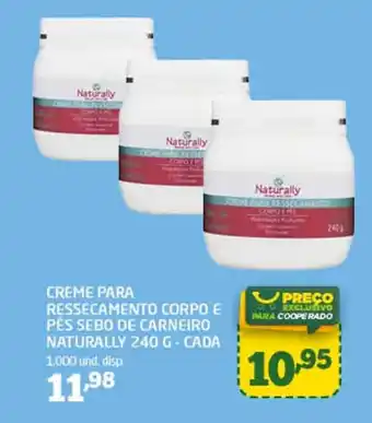 CREME PARA RESSECAMENTO CORPO E PÉS SEBO DE CARNEIRO NATURALLY 240 G - CADA