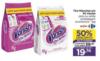 Carrefour Tira-Manchas em Pó Vanish pink ou white embalagem econômica - 1kg oferta