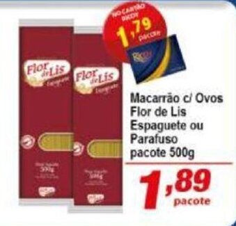 Ricoy Supermercados Macarrao c/ Ovos Flor de Lis Espaguete ou Paratuso 500g oferta