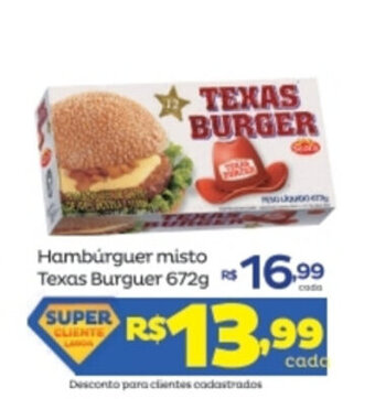 Super Lagoa Hamburguer misto Texas Burguer 672g oferta