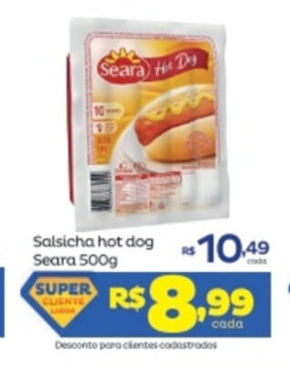 Super Lagoa Salsicha Hot Dog Seara 500g oferta