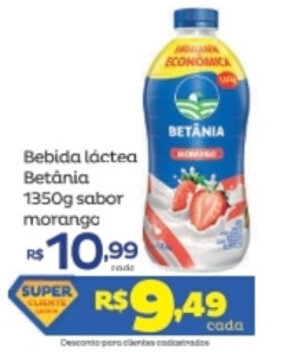 Super Lagoa Bebida lactea Betania 1350g sabor morango oferta