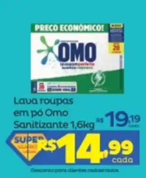Super Lagoa Lava roupas em po Omo Sanitizante 1.6kg oferta