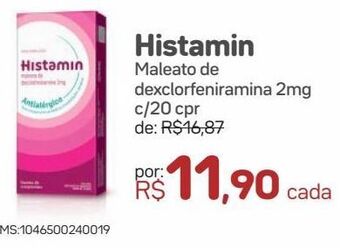 Drogal Histamin maleato de dexclorfeniramina 2mg c/20 cpr oferta