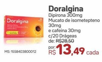Drogal Doralgina dipirona 300mg mucato de isometepteno 30mg e cafeína 30mg c/20 drágeas oferta