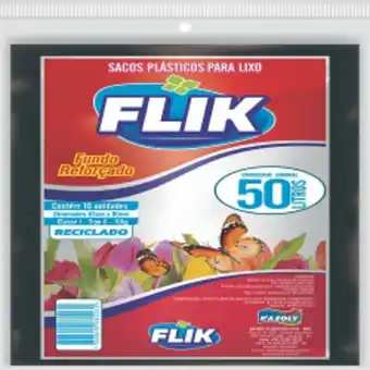 Saco para lixo flik preto 50l 10unidades