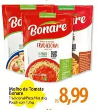 Atacadão Molho de Tomate Bonare Tradicional/Pizza/Hot dog Pouch com 1,7kg oferta