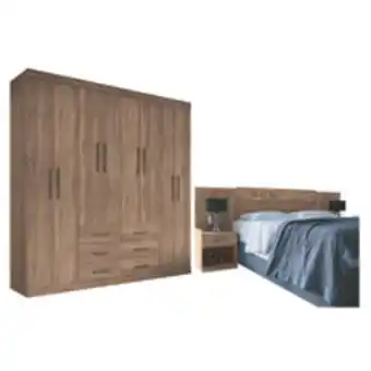 Novo Mundo Conjunto guarda roupa 8 portas e cabeceira casal colorado atacama oferta