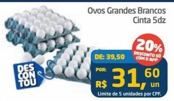 Tenda Atacado Ovos grandes brancos cinta 5dz oferta