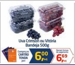 Tenda Atacado Uva crimson ou vitória bandeja 500g oferta