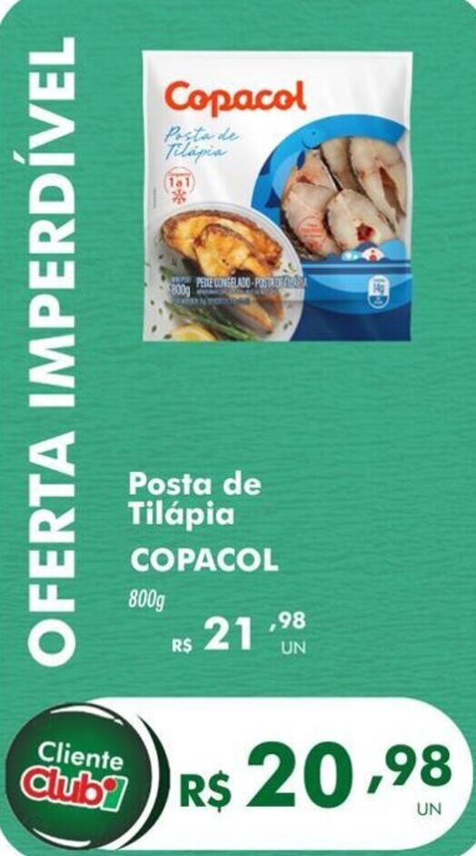 Posta de Tilápia COPACOL 800g oferta na Irani Supermercados