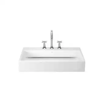 Leroy Merlin Cuba de apoio cerâmica retangular gelo 13,5x76x46cm l.88.17 deca oferta