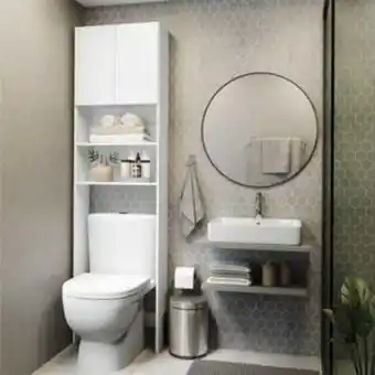 Leroy Merlin Armário de banheiro para vaso sanitário com 2 portas multimóveis branco oferta