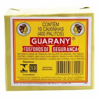 Fósforo de segurança guarany 10 caixas com 40 palitos