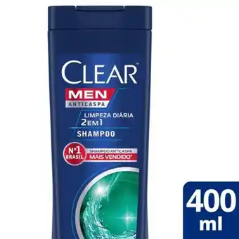 São Roque Supermercados Shampoo anticaspa men limpeza diária 2 em 1 clear 400ml oferta