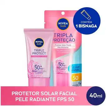 Farmácias Pague Menos Protetor solar nivea facial tripla proteção radiante fps50 40ml oferta