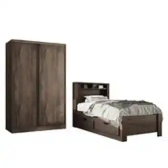 Novo Mundo Conjunto guarda roupa e cama com gavetas aurora ébano oferta