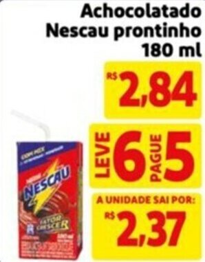 Mercado Extra Achocolatado Nescau prontinho 180ml oferta