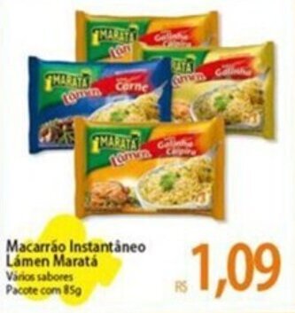 Atacadão Macarrão Instantâneo Lámen Maratá Vários sabores Pacote com 85g oferta