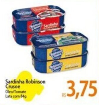 Atacadão Sardinha Robinson Crusoe Oleo/Tomate Lata com 84g oferta